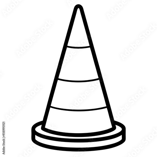 Here is the vector design of a blue glass traffic cone on a white background line art vector illustration
