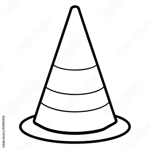 Here is the vector design of a blue glass traffic cone on a white background line art vector illustration