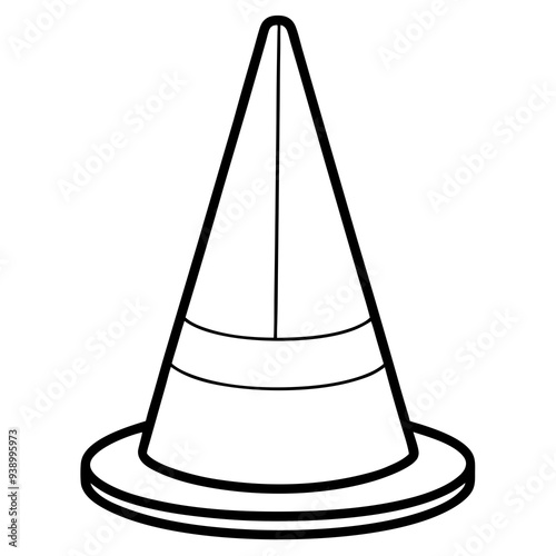 Here is the vector design of a blue glass traffic cone on a white background line art vector illustration