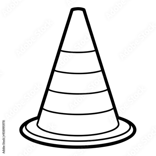 Here is the vector design of a blue glass traffic cone on a white background line art vector illustration