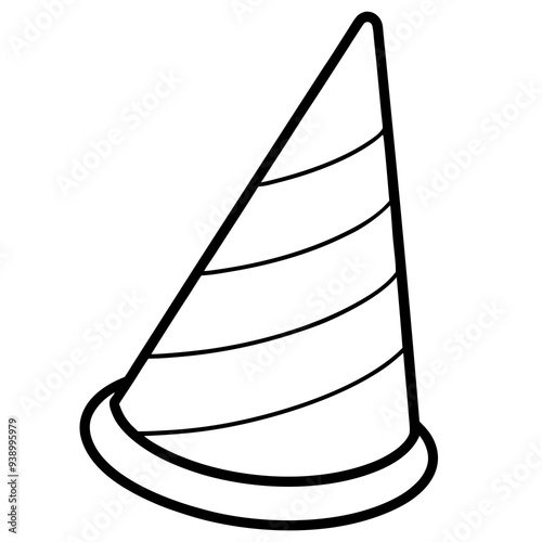 Here is the vector design of a blue glass traffic cone on a white background line art vector illustration