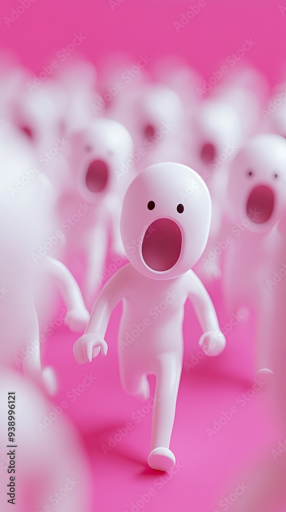 Obraz premium Animated Figures Running on Pink Background