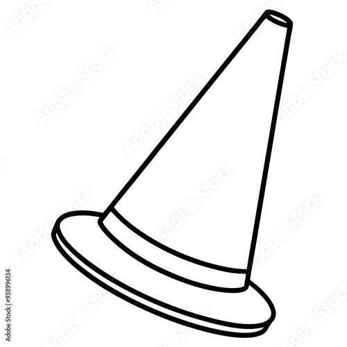 Here is the vector design of a blue glass traffic cone on a white background line art vector illustration