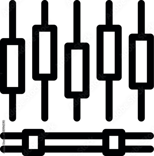 Simple icon representing an audio mixing console, with faders adjusting sound levels