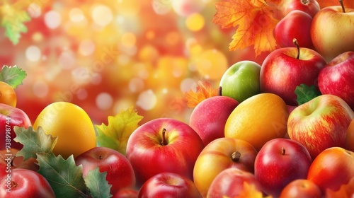 Thanksgiving Pattern, Fruit and vegetable in thanksgiving day soft blurred background