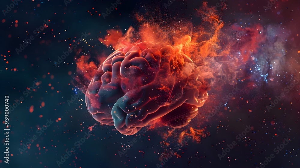 Concept art of a human brain exploding with knowledge and creativity. generative Concept art of a human brain exploding with knowledge and creativity. generative