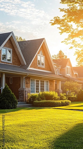 Charming Suburban House at Sunset
