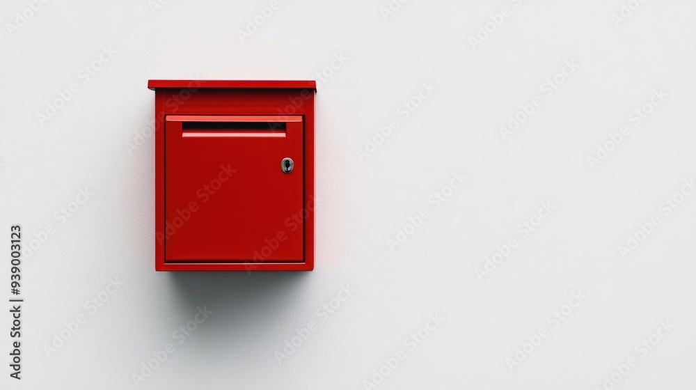 Bright red closed mailbox on a white background, simple and clean, isolated for a striking visual. Bright red closed mailbox on a white background, simple and clean, isolated for a striking visual.