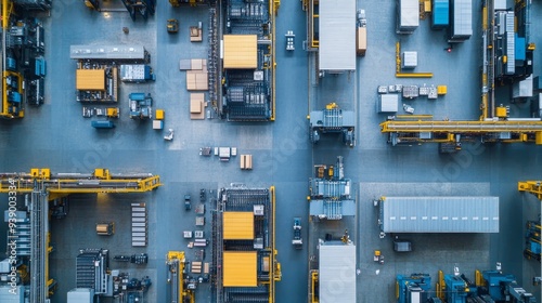 Efficient Production of Electric Housings and Surge Arresters in Industrial Factory - Bird's Eye View of Bustling Floor