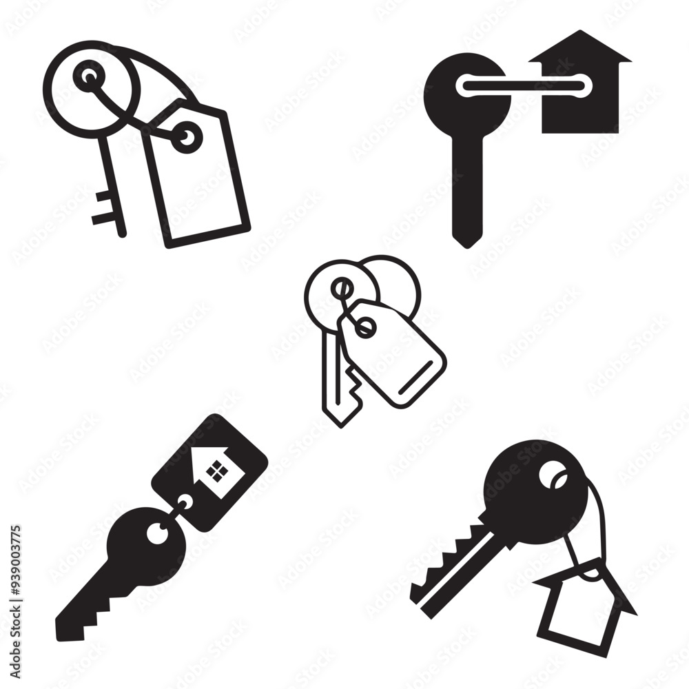 House with Key icon set House with Key icon set