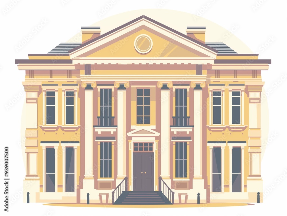 Fototapeta premium bank building simple illustration clipart isolated on white. AI generated