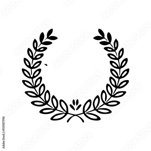 Black winner's wreath of leaves on transparent background. Vector
