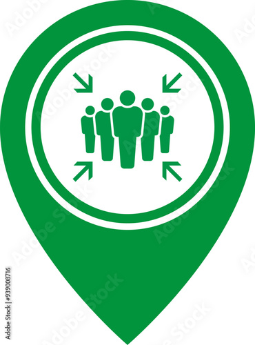 Emergency evacuation assembly point sign. Assembly point icon. Safety Signs. Evacuation Plan. Vector illustration