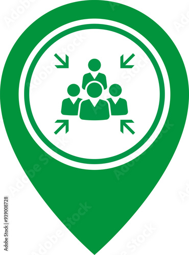 Emergency evacuation assembly point sign. Assembly point icon. Safety Signs. Evacuation Plan. Vector illustration