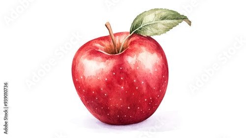 Delicious Red Apple with Green Leaf, Perfect for Your Design Projects!