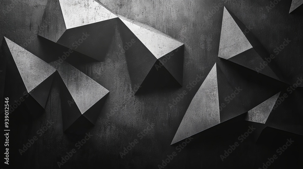 Black white and dark gray abstract background with a geometric pattern Features line triangles polygons and angles with a gradient shadow matte finish and rough grainy grunge Black white and dark gray abstract background with a geometric pattern Features line triangles polygons and angles with a gradient shadow matte finish and rough grainy grunge