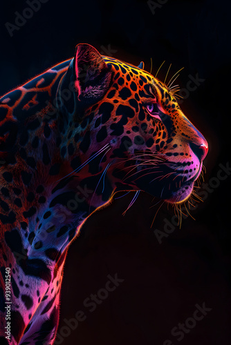 Jaguar black and white illustration