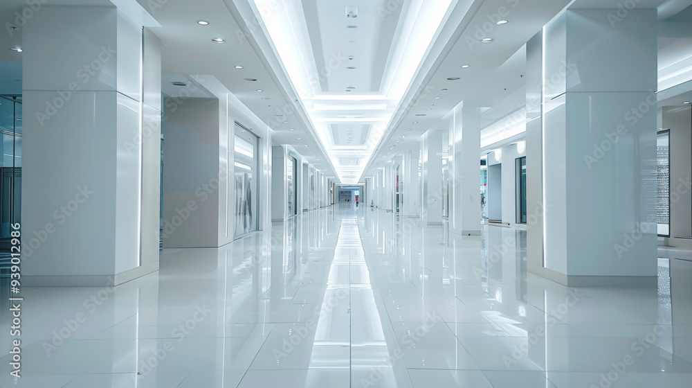 Snow-white shopping center. Empty shelves of a modern shopping center. Interior and design concept. Snow-white shopping center. Empty shelves of a modern shopping center. Interior and design concept.