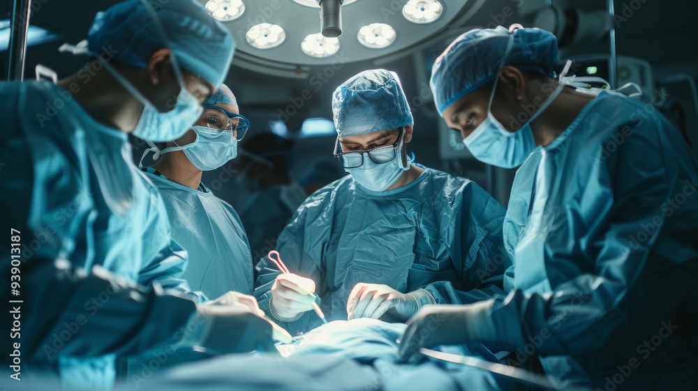 A dedicated surgical team works meticulously during a complex procedure, demonstrating precision and teamwork A dedicated surgical team works meticulously during a complex procedure, demonstrating precision and teamwork