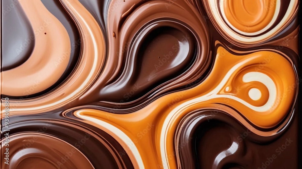 Abstract swirling pattern of dark, milk, and white chocolate. Abstract swirling pattern of dark, milk, and white chocolate.