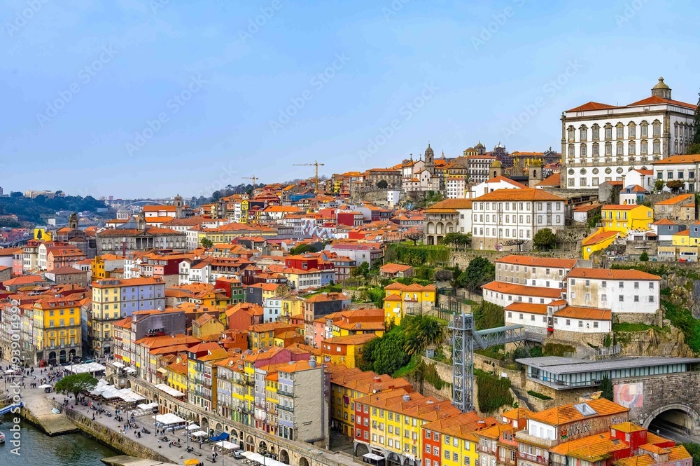 Porto cityscape, high-angle view of the Ribeira District, Portugal Porto cityscape, high-angle view of the Ribeira District, Portugal