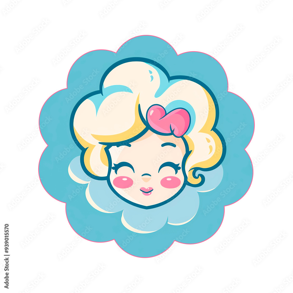 Cute cartoon girl with a cloud in her hair Cute cartoon girl with a cloud in her hair