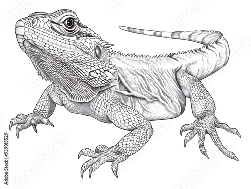 Lizard black and white illustration photo