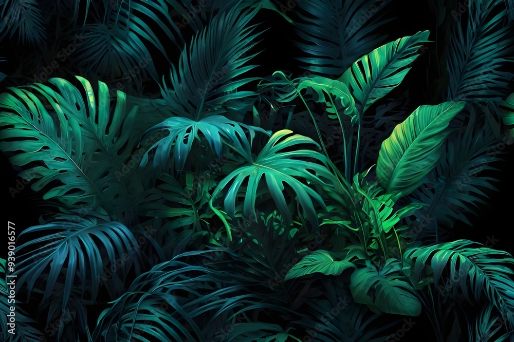Fototapeta premium Big neon colored leaves