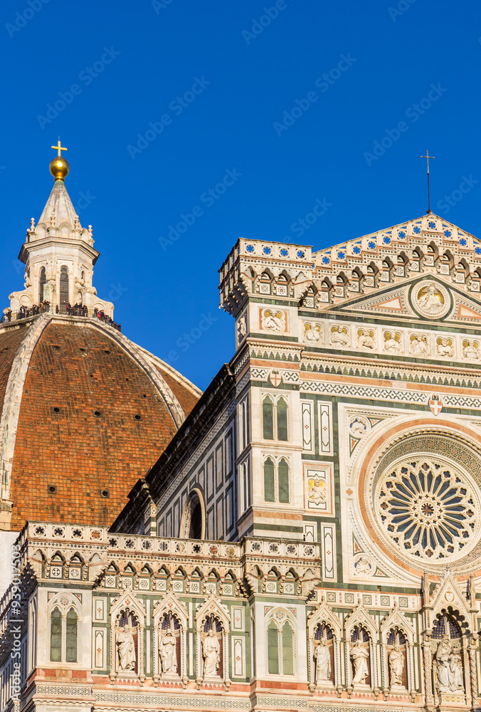 Dome and facade of the historic cathedral in Florence, Italy