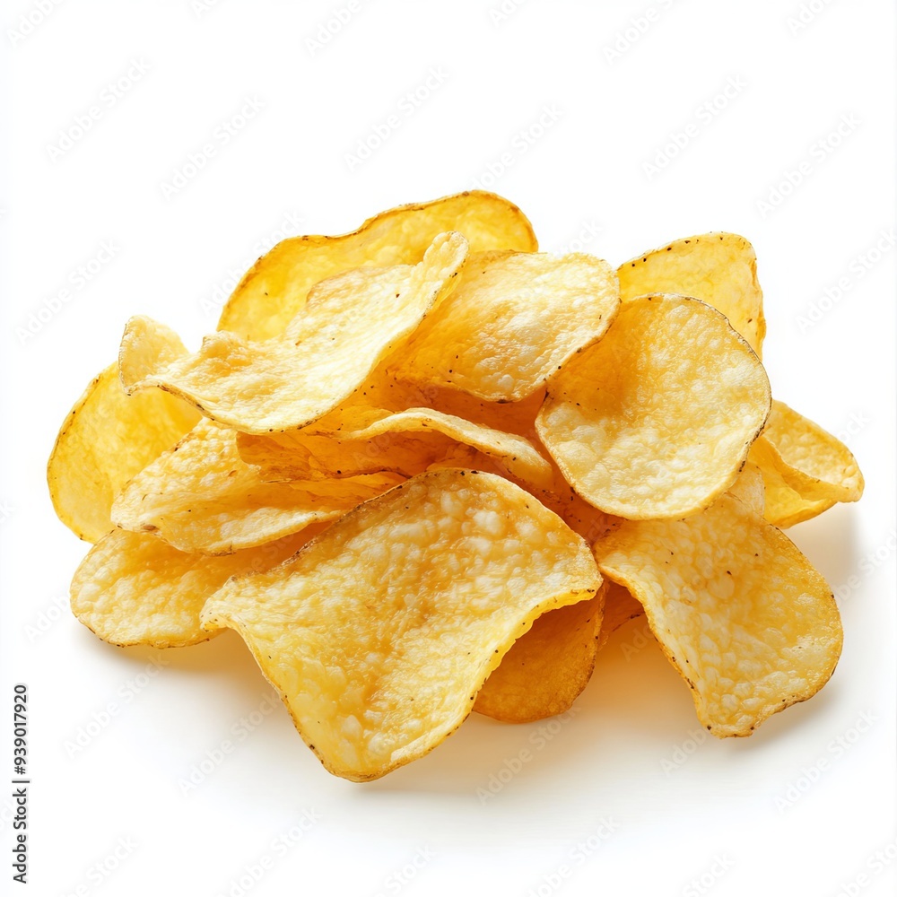 close up of Potato chips, isolated on white background close up of Potato chips, isolated on white background