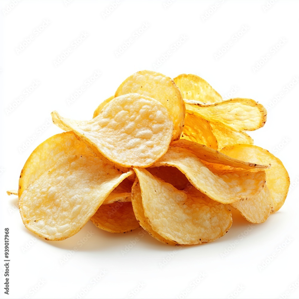 close up of Potato chips, isolated on white background close up of Potato chips, isolated on white background
