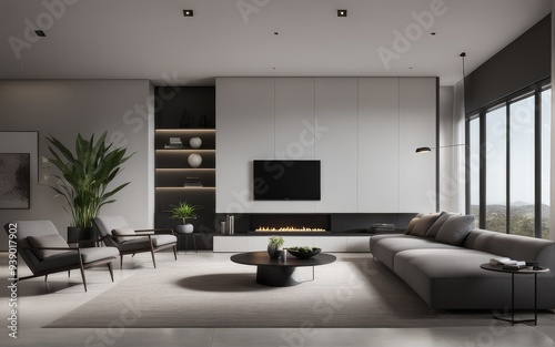 Model interior design of living room (3D Render)