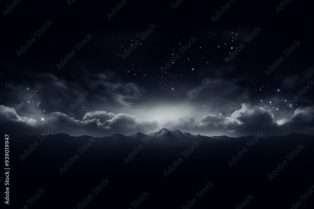 Fototapeta premium Starry Night Sky with Clouds