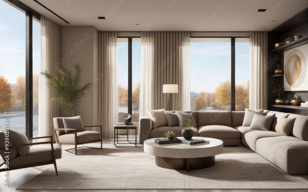 Fototapeta premium Model interior design of living room (3D Render)