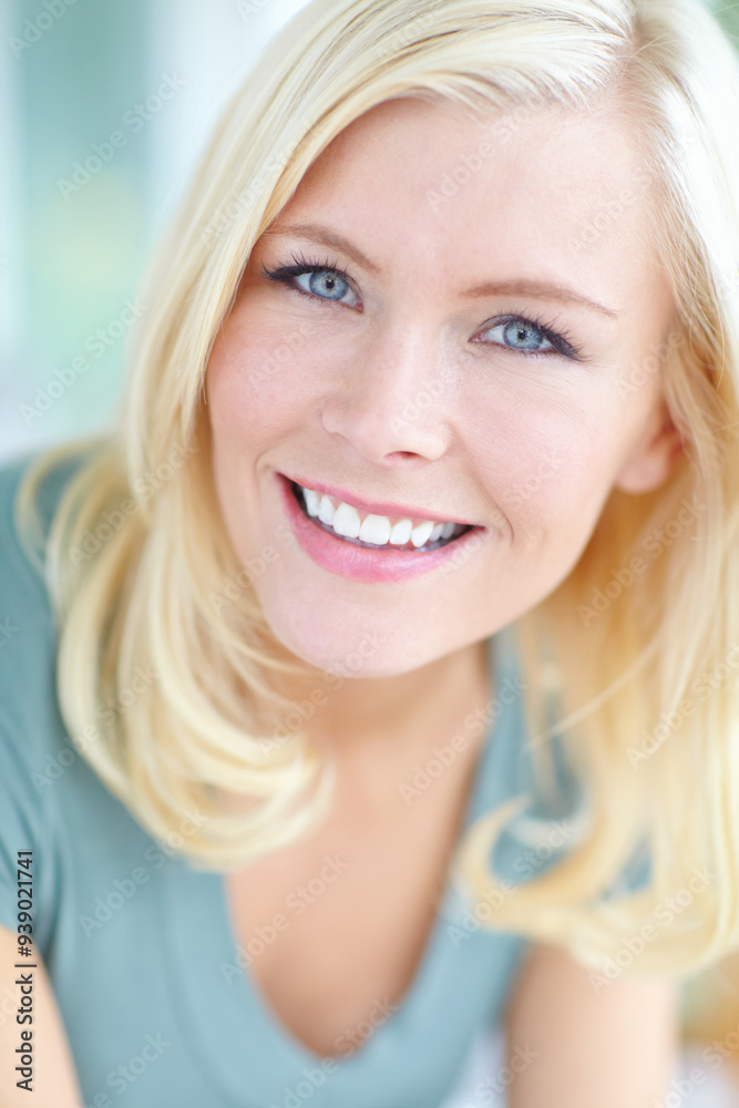 Portrait, smile and girl relax at house for weekend break, comfortable and peace wellness of natural beauty. Happy, woman and rest with pride, calm wellbeing and carefree of closeup of home chilling Portrait, smile and girl relax at house for weekend break, comfortable and peace wellness of natural beauty. Happy, woman and rest with pride, calm wellbeing and carefree of closeup of home chilling