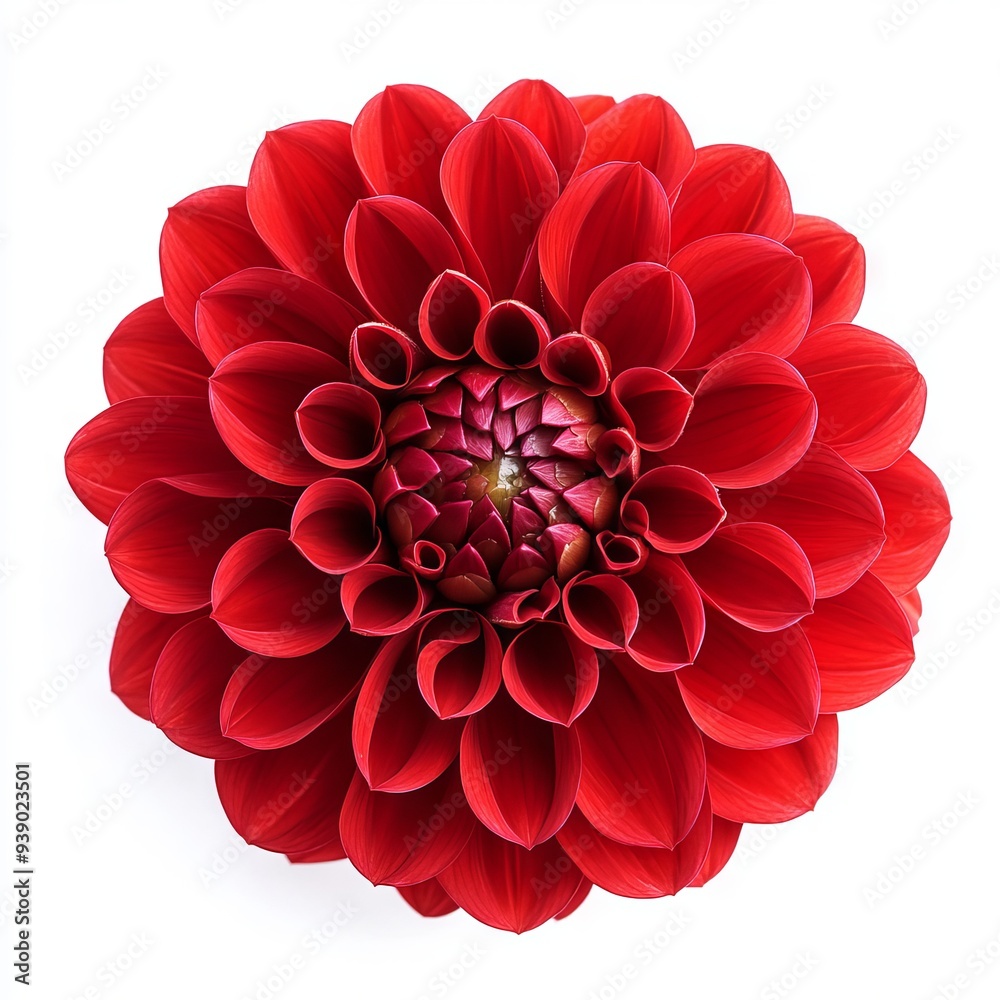 close up of red dahlia flower isolated on white background close up of red dahlia flower isolated on white background