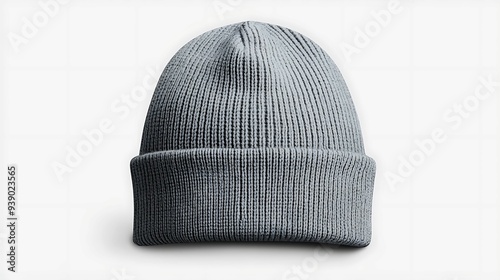 A beanie hat mockup with a blank space for custom logos or designs shown from the front isolated on a white background. 