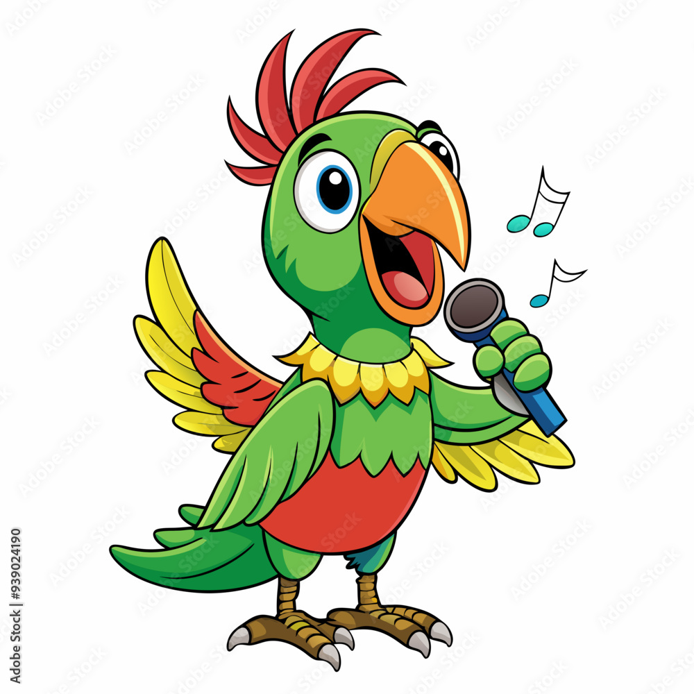 Singing parrot art vector illustration Singing parrot art vector illustration