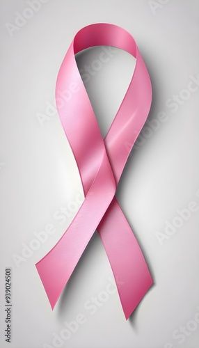 Pink ribbon on world cancerday photo