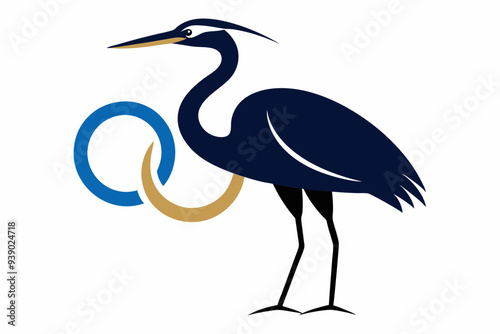 heron on the beach silhouette vector  illustration