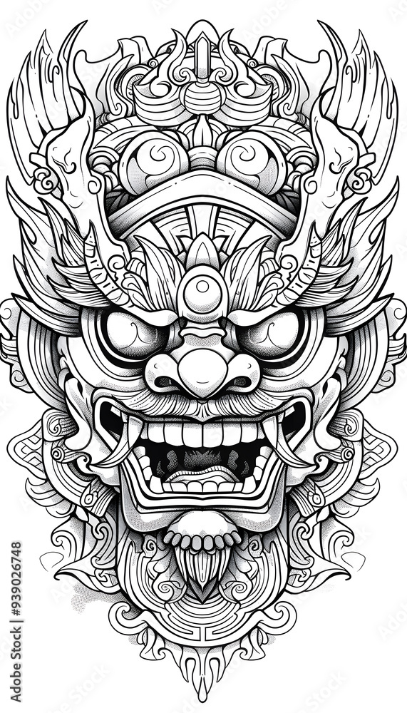 Shikami Mask black and white illustration Shikami Mask black and white illustration