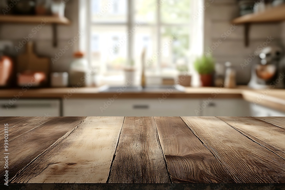 Empty Rustic Wooden Kitchen Countertop Background Empty Rustic Wooden Kitchen Countertop Background