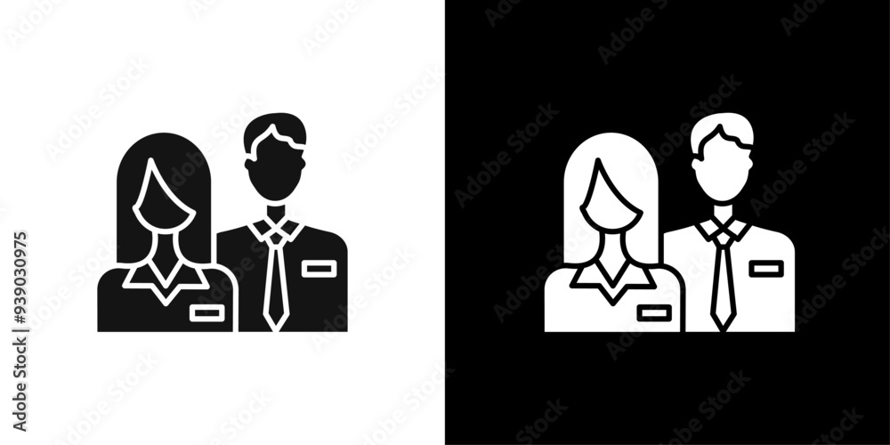 Company staff icon flat line symbol set. Company staff icon flat line symbol set.
