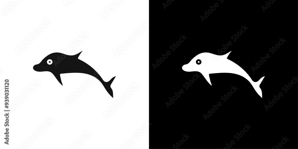 Dolphin icon flat line symbol set. Dolphin icon flat line symbol set.