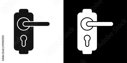 Door knob icon flat line symbol set.