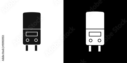 Electric heating boiler icon flat line symbol set.