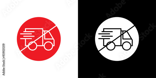 forbidden fast truck icon flat line symbol set.
