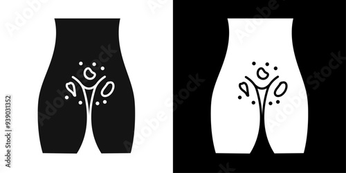 Genital rash icon flat line symbol set.