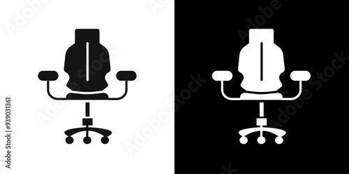 Gaming armchair icon flat line symbol set.