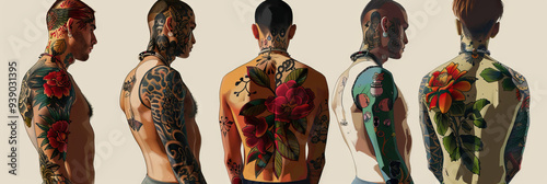 Body as Canvas: A person with a mix of traditional and modern tattoos, highlighting the diversity of styles that adorn their body. photo